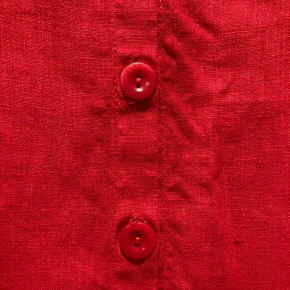 FLAX 100% Linen Long Sleeved Button DOwn Top L Tomato Red - Picture 3 of 5